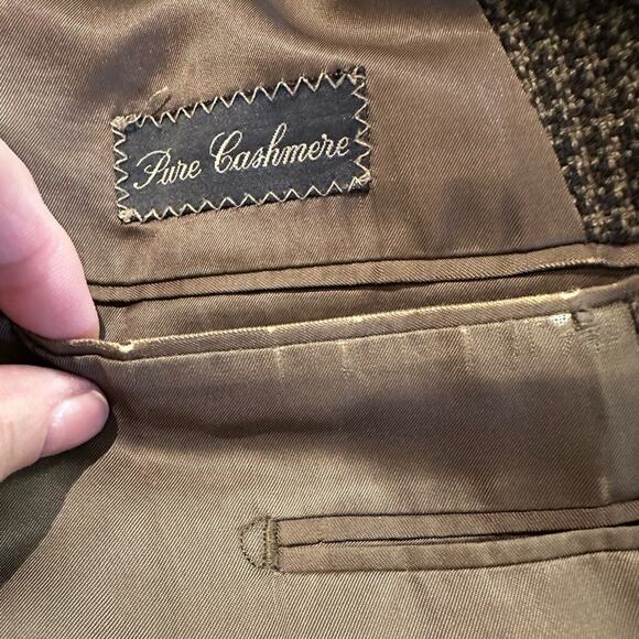 Ermenegildo Zegna for Neiman Marcus Mens 44 Cashmere Brown Houndstooth Blazer - Picture 6 of 14